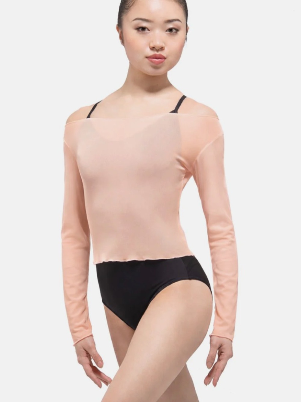 Ballet Rosa Sheer Long Sleeve Top Light Pink Mesh Size Small and Extra Small